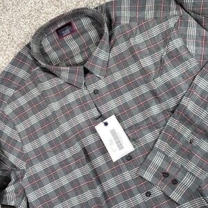 UNTUCKit Hazlitt Mens XXX-Large Tall Regular Fit Gray Plaid Shirt Flannel button